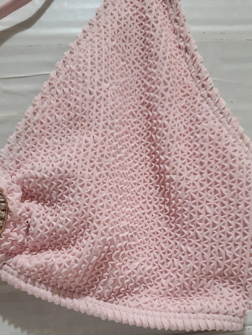 Halter Pink Heart-Accent Knit Vikini Top - Women Intimates & Sleepwear Size S